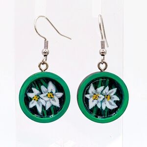 December Birth Month Flower, Narcissus (Paperwhite), Hand Painted Wood Earrings